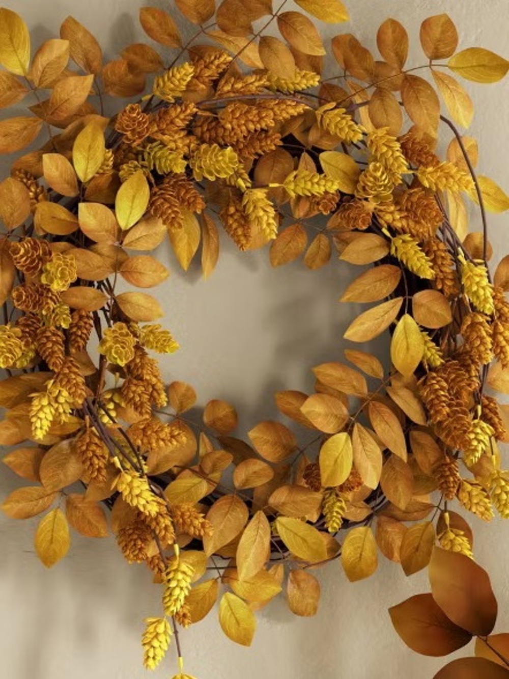 New Threshold Autumn Harvest Faux Leaf & Wheat Large Fall Wreath